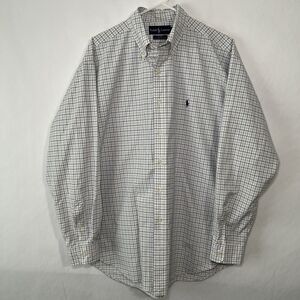 Polo Ralph Lauren Blake Button Down Shirt Mens Size Large White Blue Plaid LS
